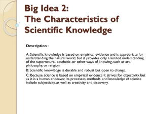 Big Idea 2: The Characteristics of Scientific Knowledge Description