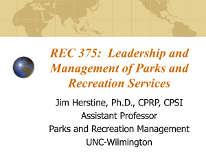 Leadership and Management of Parks and Recreation Services