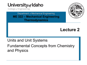 LECT 2 - Unit Systems, Chemistry & Physics Concepts