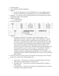 Vector Addition and STatic Equilibrium lab (1 - Andea