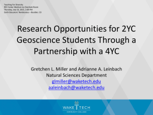 Research Opportunities for 2YC Geoscience