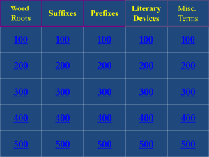 Word Roots Suffixes Prefixes Literary Devices