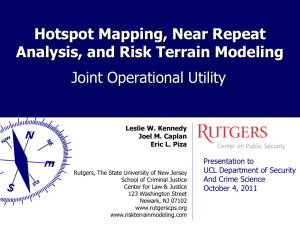 Hotspot mapping, rear repeat analysis, and risk terrain modelling