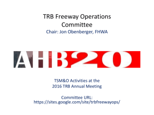 Freeway Operations TSMO Activities Update for 2016 Annual