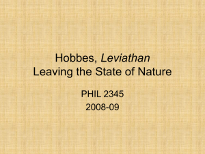 Hobbes, Leviathan Leaving the State of Nature