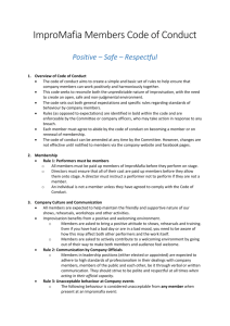 Code of Conduct for performers