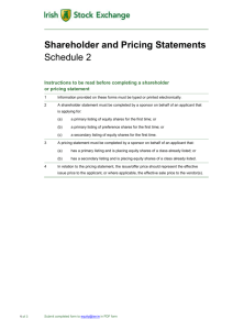 Schedule 2 - Shareholder and Pricing Statements for Main