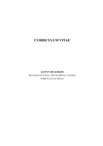 curriculum vitae - University of the Witwatersrand
