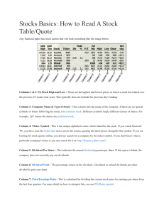 How to Read A Stock Table