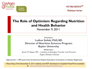 The Role of Optimism on Nutrition and Health Behaviors This