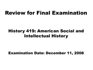 Review for Final Examination