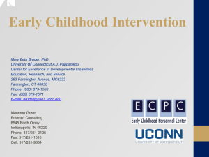 Early Childhood Intervention - The Early Childhood Personnel