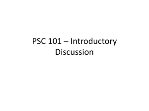 PSC 101 * Introductory Discussion