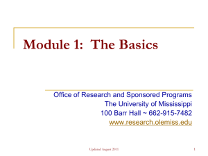 Module 1: The Basics - Office of Research and Sponsored Programs