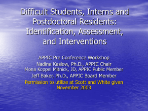 Difficult Students, Interns and Postdoctoral Residents