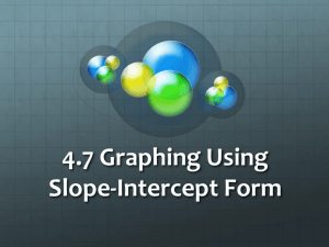 4.7 Graphing Using Slope Intercept Form