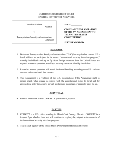 Corbett v. TSA III – District Court Complaint