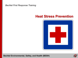 Bechtel Environmental, Safety, and Health (BESH) Heat Stress