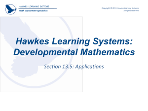 Hawkes Learning Systems: Intermediate Algebra