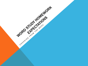 Word Study Homework Expectations