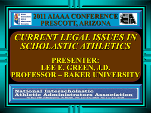 CURRENT LEGAL ISSUES IN ATHLETICS ADMINSTRATION