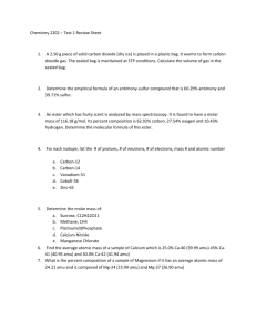 Chemistry 2202 – Test 1 Review Sheet A 2.50 g piece of solid
