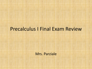 Precalculus I Final Exam Review