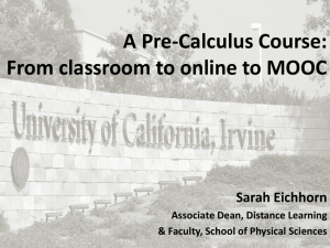 Sarah Eichhorn, A Precalculus Course: From to Classroom to Online