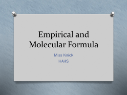 Empirical and Molecular Formulas Worksheet 1 1. The percentage