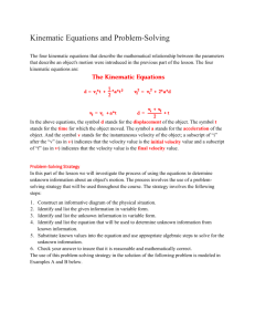 Kinematic Equations and Problem Solving