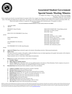 Associated Student Government Special Senate Meeting Minutes