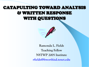 Catapulting Toward Analysis & Written Response with Questions