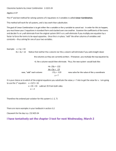 Classnotes Systems by Linear Combination 2-23/2