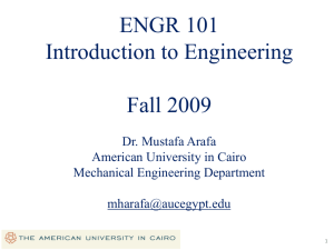 Introduction to Engineering - The American University in Cairo