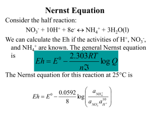 Nernst equation and Eh