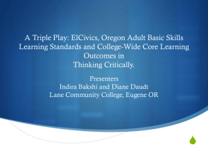 ElCivics, Oregon Adult Basic Skills Learning Standards and College