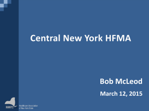 NYS Initiative Updates - HFMA Central New York Chapter