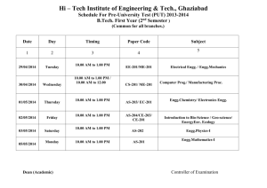 10.00 AM to 1.00 PM - HI-TECH Institute of Engineering & Technology