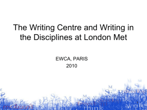 Researching the role of the Writing Centre in promoting