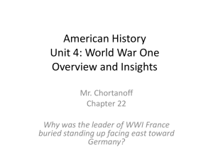 American History Unit 4: World War One Overview and Insights