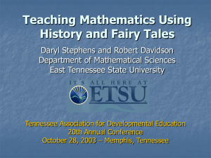 Teaching Mathematics Using History and Fairy Tales - Faculty