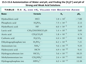 15.5-15.6 Autoionization of Water and pH, and Finding the [H3O+