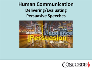 COM 110 - Class 10 - Delivering-Evaluating Persuasive Speeches