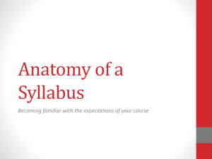 Anatomy of a Syllabus - The City College of New York