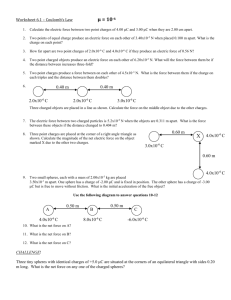 Worksheet - 6.1 and 6.2 - Coulomb's Law and Electric Field on a