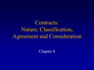 Contracts: Nature, Classification, Agreement, and Consideration