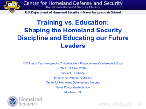 Training vs. Education: Shaping the Homeland Security