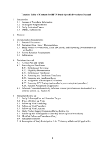 Template Table of Contents for HPTN Study