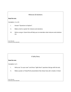 Mixtures & Solutions FOSS Stories Activity Cards
