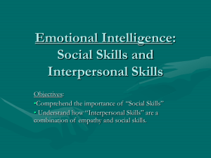 Emotional Intelligence: Social Skills and Interpersonal Skills